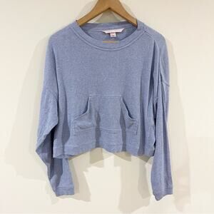 Victoria’s Secret Crop Too Long Sleeve Pullover Sweatshirt women size XS blue